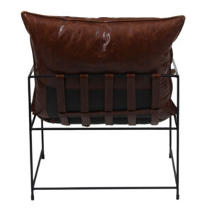 Ducal Black Metal Brown Leather Accent Chair G 1