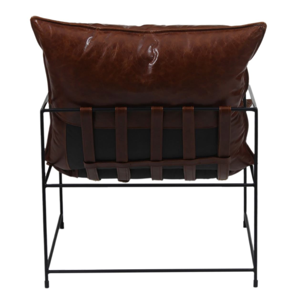 Ducal Black Metal Brown Leather Accent Chair G 1