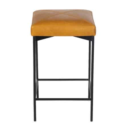 Ducal Metal Counter Stool With Leather Seat - Cognac