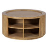 Elora Mango Wood Round Coffee Table With 4 Open Shelf