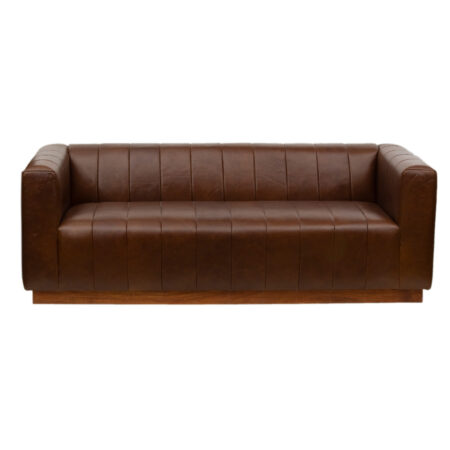 Emillio Buff Brown Leather 3 Seater Sofa