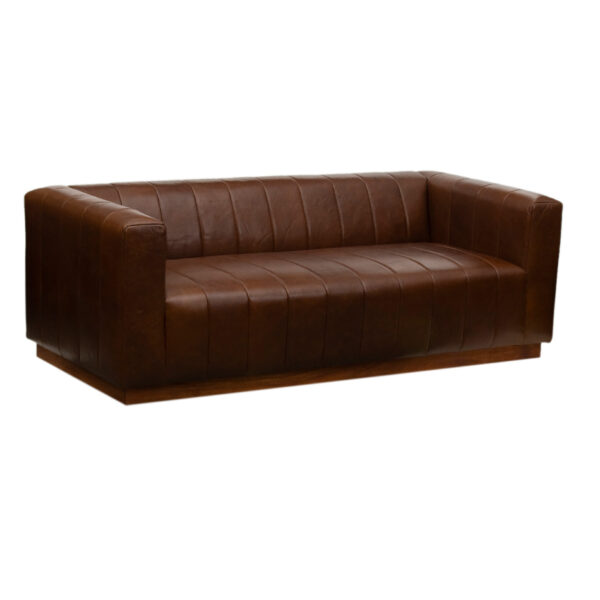 Emillio Buff Brown Leather 3 Seater Sofa