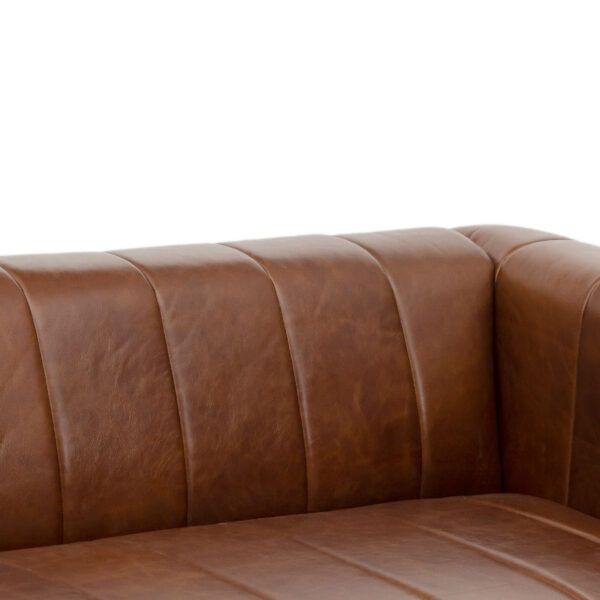 Emillio Buff Brown Leather 3 Seater Sofa