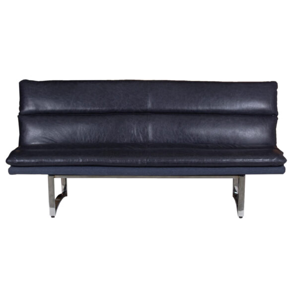 Fantoni Blue Buff Leather Sofa With SS Legs