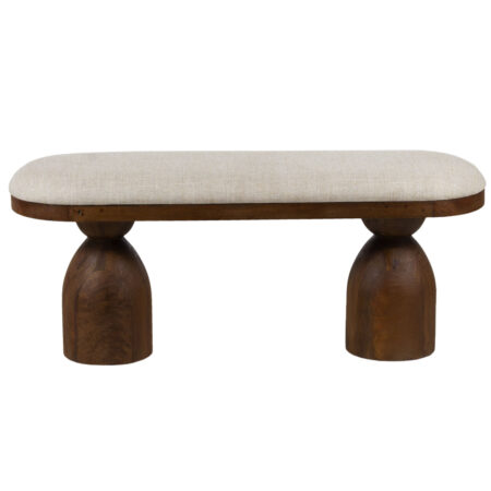 Garmich Mango Wood Fabric Oval Small Bench