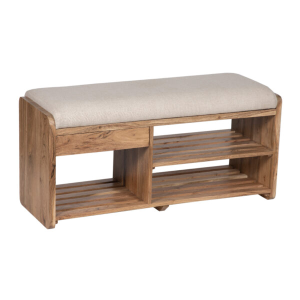 Garner Acacia Wood With Drawer Shelf Bench