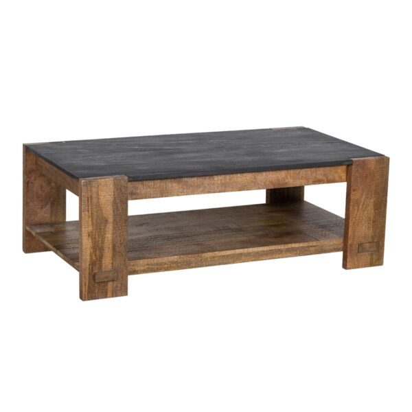 Graz Mango Wood Black Marble Top Rectangular Coffee Table