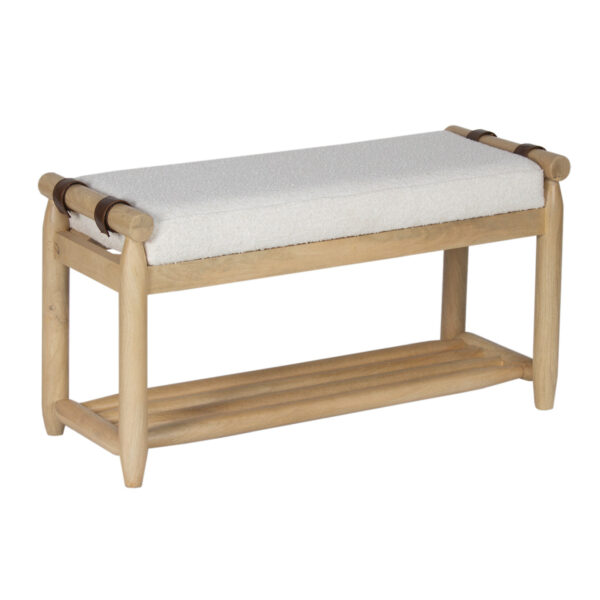 Hana Bench Mango Wood With Fabric Upholstery Seat