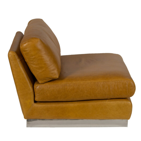 Harman Brown Leather With SS Stand Sofa