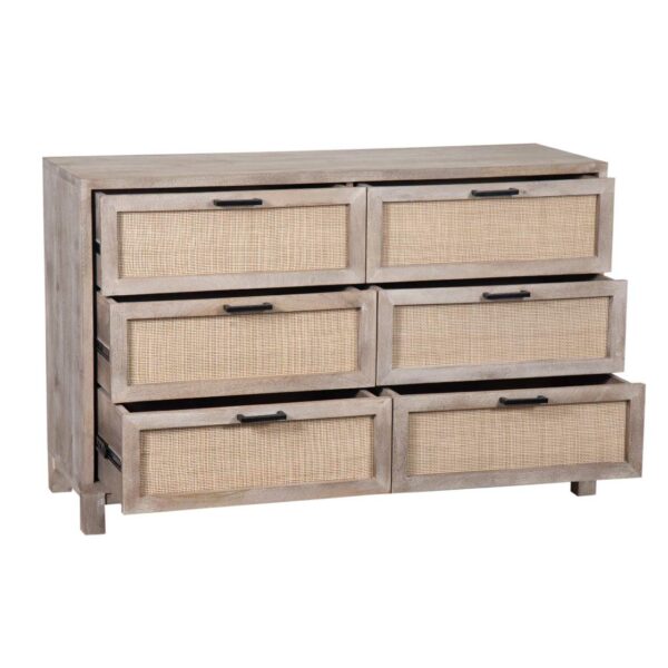 Havelock Manog Wood Cane 6 Drawer Dresser