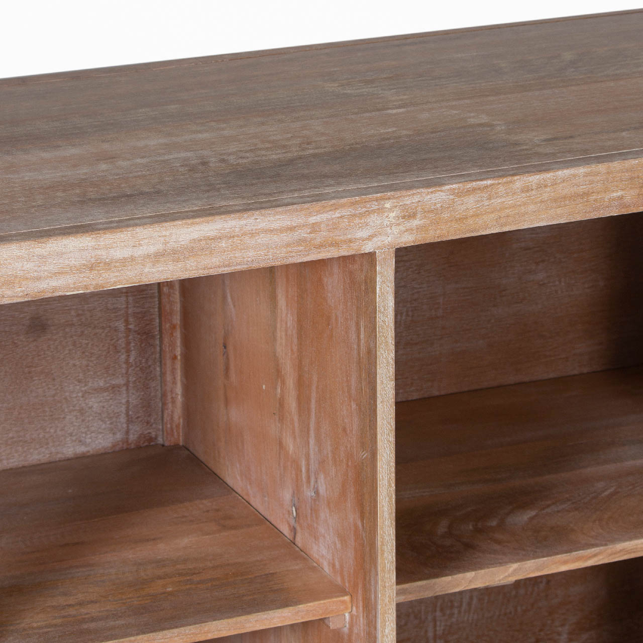 Helena Mango Wood Glass Sliding Door Cabinet