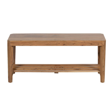 Helios Acacia Wood Bench with Slats Shelf