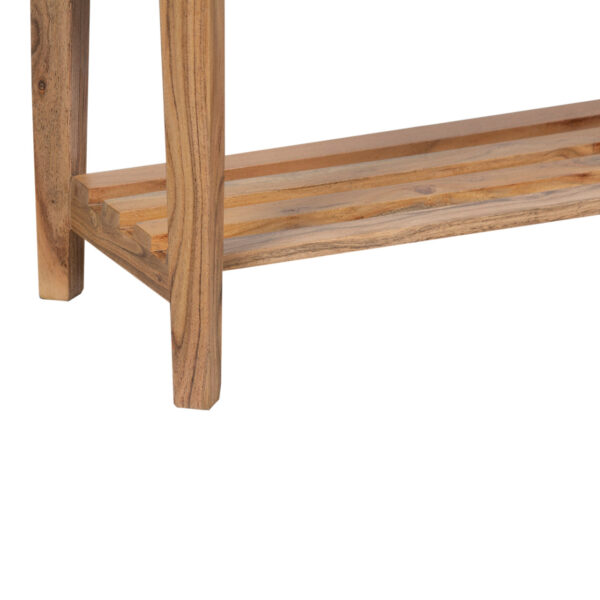 Helios Acacia Wood Bench With Slats Shelf