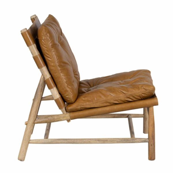 Henning Mango Wood Laguna Buff Leather Sling Chair