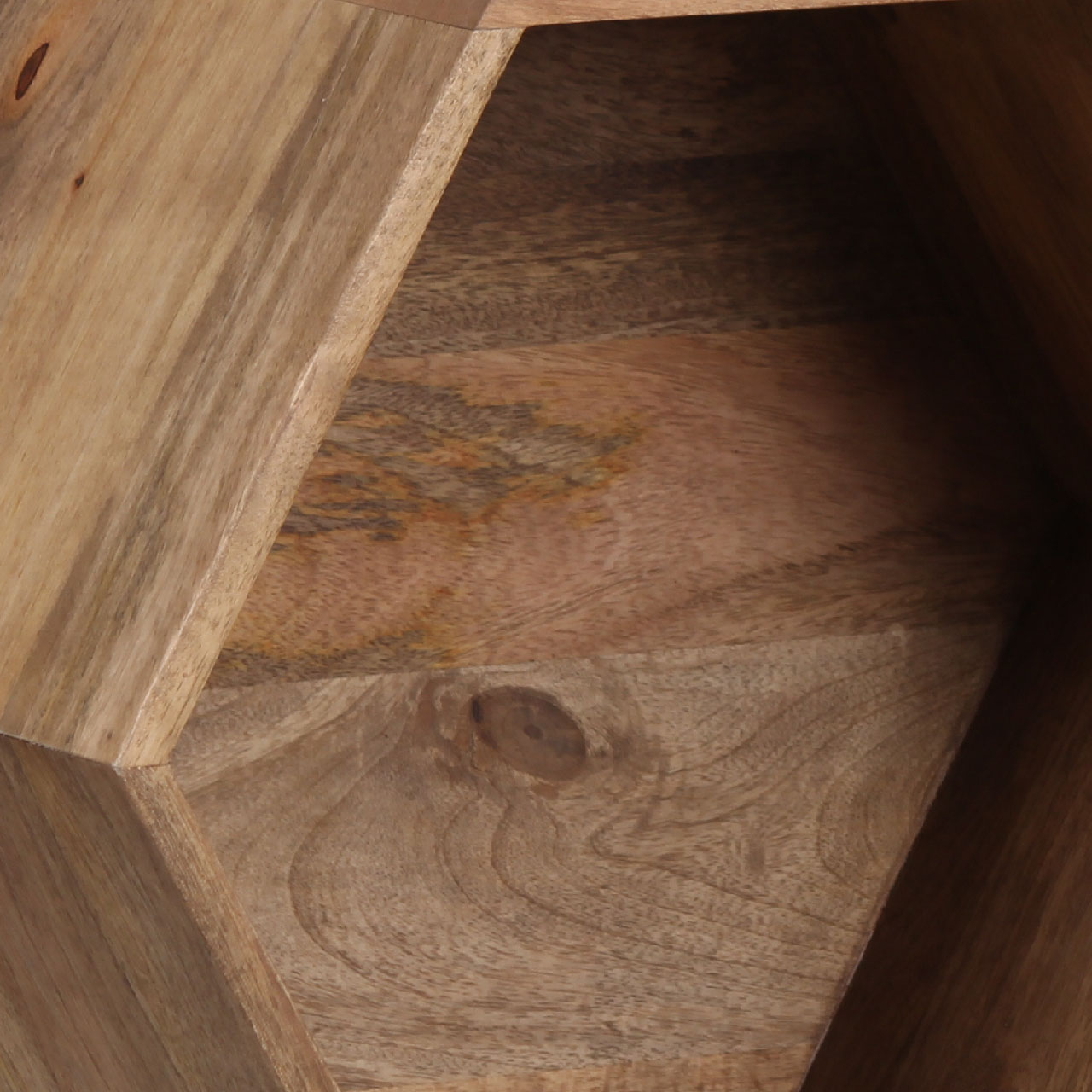 Hexagonal Mango Wood 7 Compartment Bookcase