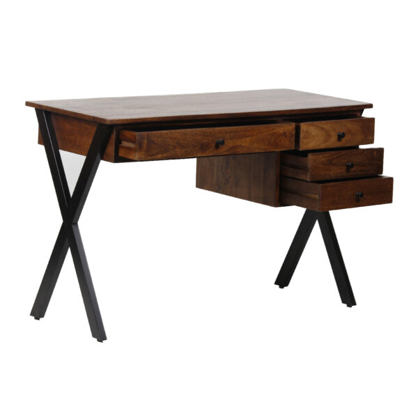 Huimo Metal X Legs With Manog Wood Drawer Desk