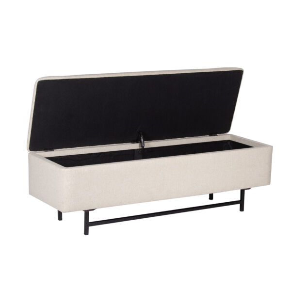 Inna Metal Legs Storage Bench With Upholstery Lift Top