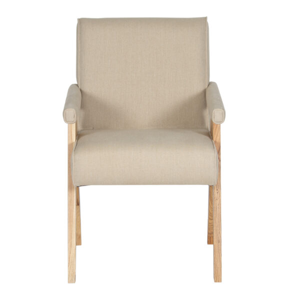 Jakob Acacia Wood Uphostered Dining Arm Chair