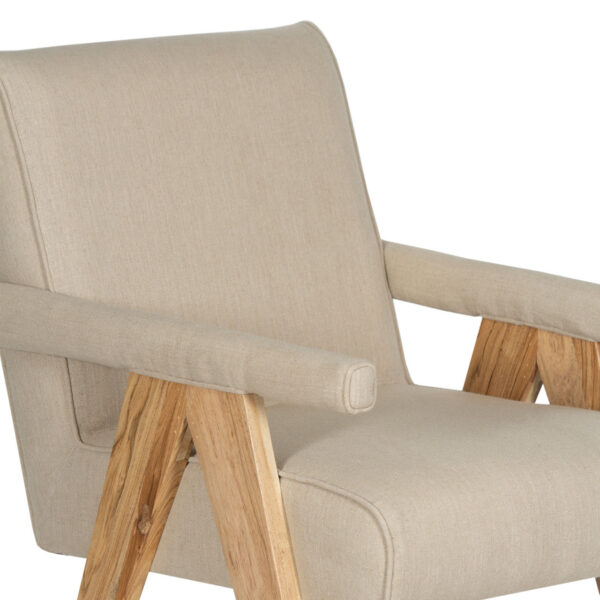 Jakob Acacia Wood Uphostered Dining Arm Chair