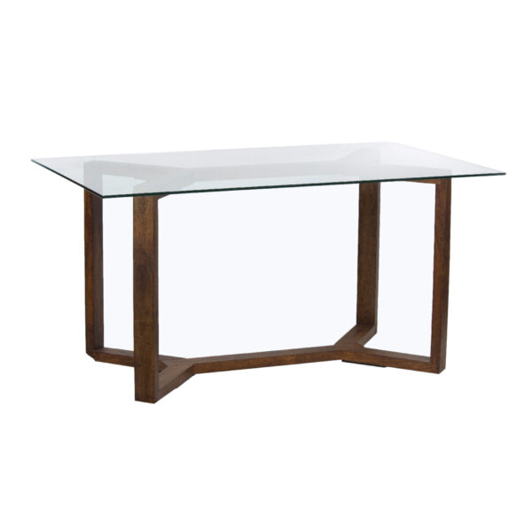 Jinxx Mango Wood Glass Top Dining Table