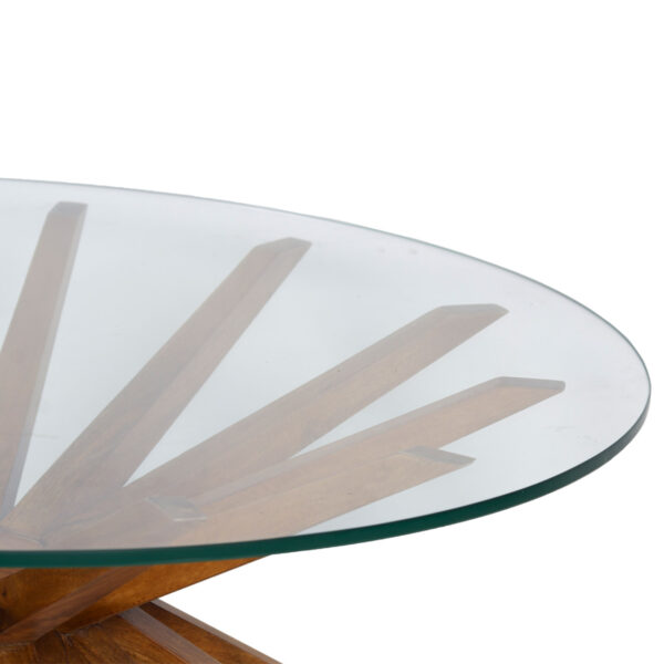 Kartell Mango Wood Glass Round Coffee Table