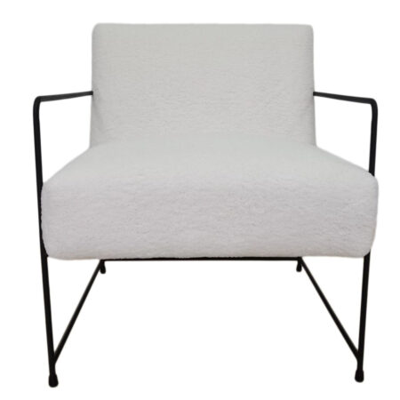 Kerry Metal Fabric Arm Chair Faux Shearling Cream