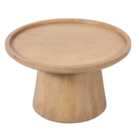 Kira Mango Wood Round Tray Top Coffee Table Small