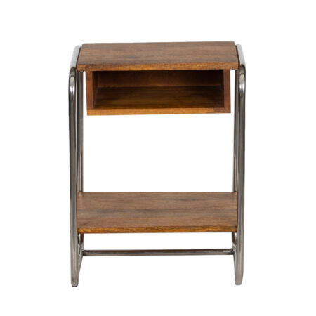 Ledell Mango Wood 1 Open Shelf Side Table with Stainless Steel Base