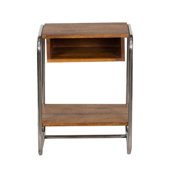 Ledell Mango Wood 1 Open Shelf Side Table With Stainless Steel Base