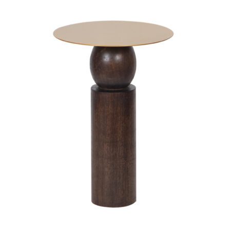 Leinos Metal Top with Mango Wood Round Martini Table