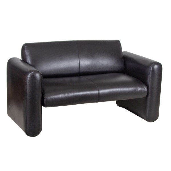 Lio Black Laguna Buff Leather Love Seat Sofa