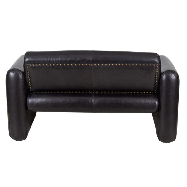 Lio Black Laguna Buff Leather Love Seat Sofa