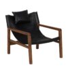 Malibu Acacia Wood Black Buff Leather Sling Chair