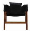 Malibu Acacia Wood Black Buff Leather Sling Chair