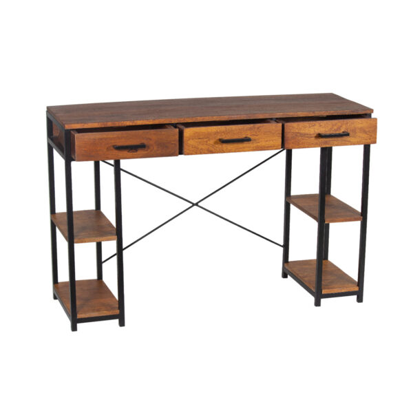 Marisol Mango Wood Metal Base With Shelf Narrow Desk