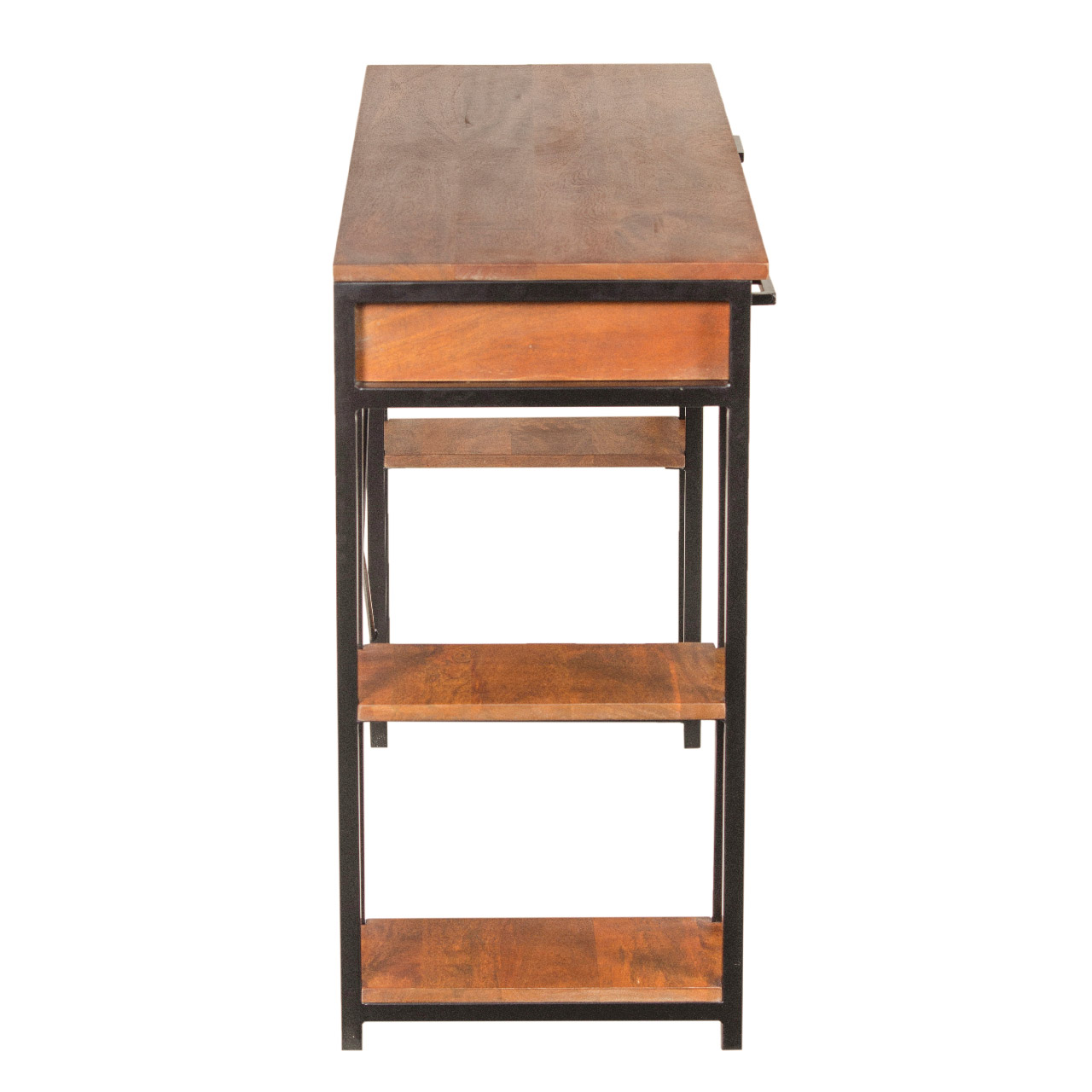 Marisol Mango Wood Metal Base With Shelf Narrow Desk