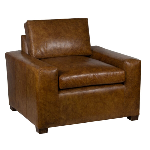 Maxwell Brown Buff Leather 1 Seater Sofa