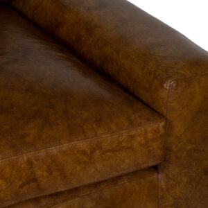 Maxwell Brown Buff Leather 1 Seater Sofa