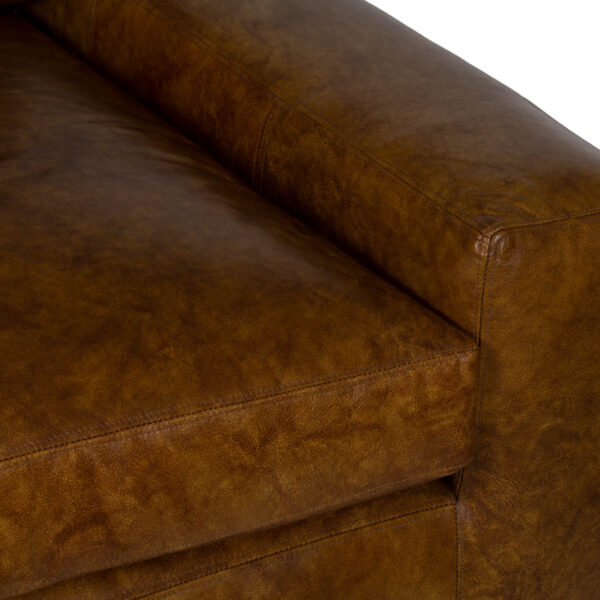 Maxwell Brown Buff Leather 1 Seater Sofa