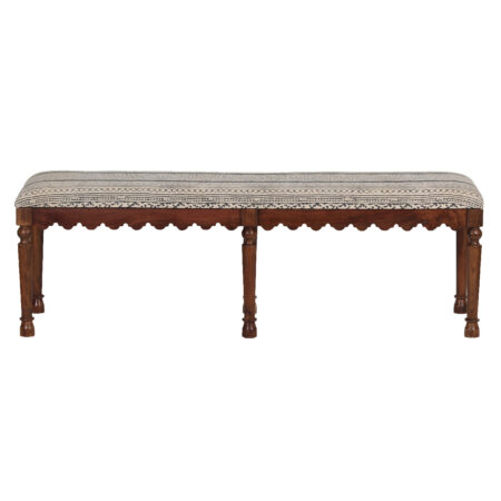 Metamoris Acacia Wood Kilim Six Legs Bench in 3 Styles