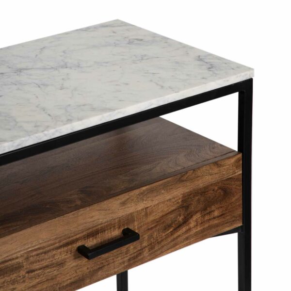 Mikado Acacia Wood Marble Top Console Table