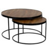 Nested Mango Wood Top Metal Base Set of 2 Tables