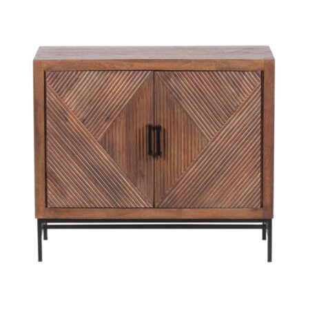 Nolan Mango Wood Metal Stand 2 Door Cabinet