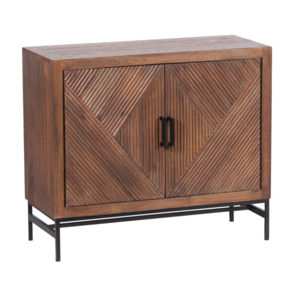 Nolan Mango Wood Metal Stand 2 Door Cabinet