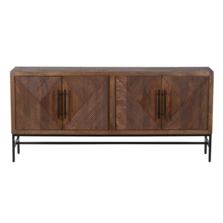 Nolan Mango Wood Metal Stand 4 Door Sideboard