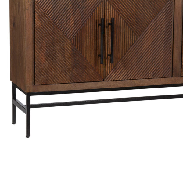 Nolan Mango Wood Metal Stand 4 Door Sideboard