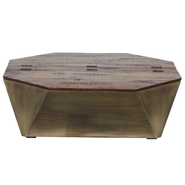 Octagonal Brass Cladded Coffee Table With Storage