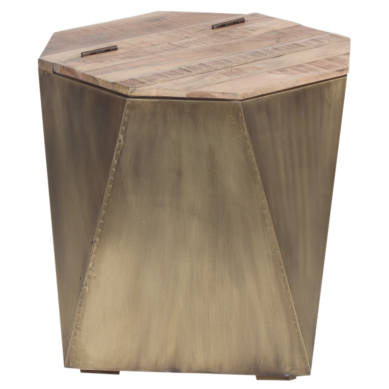 Octagonal Brass Cladded Side Table With Storage A
