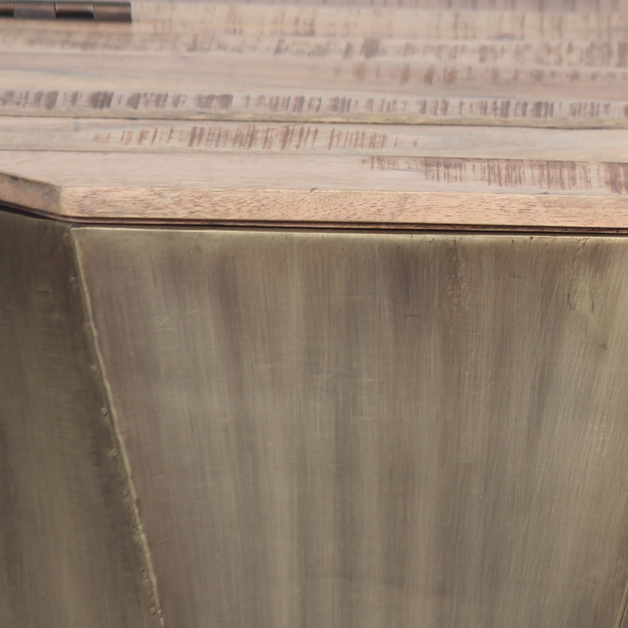 Octagonal Brass Cladded Side Table With Storage B