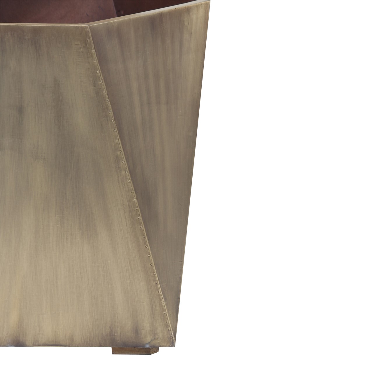 Octagonal Brass Cladded Side Table With Storage D